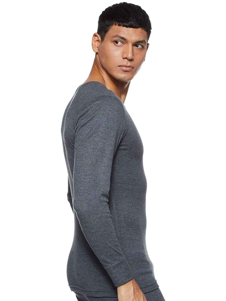 Jockey 2401 Men's Super Combed Cotton Rich Full Sleeve Thermal Undershirt with Stay Warm Technology | Charcoal Melange | M